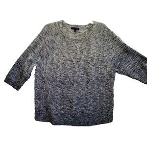 Tommy Hilfiger Sweater Womens XL Ombre Gray Cable Knit Crew Neck Travel